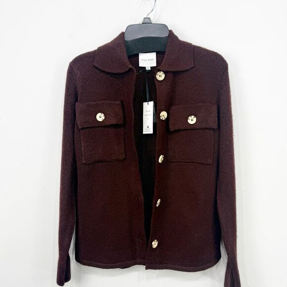 Pink Rose Sweaters - Pink Rose Decadent Chocolate Shirt Style Button Up Cardigan Sweater NEW